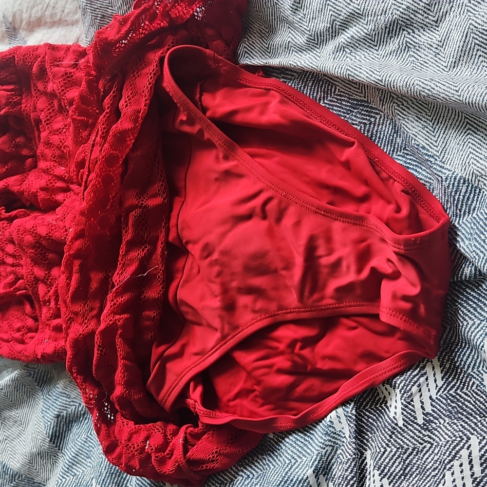Jantzen Red Lace Flirty Swimdress - Picture 4 of 7